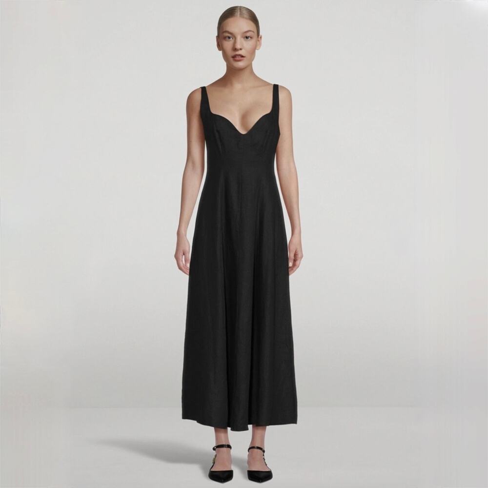 NWT Mara Hoffman Perdita Long A-Line Dress - Hemp - Black - Size 10